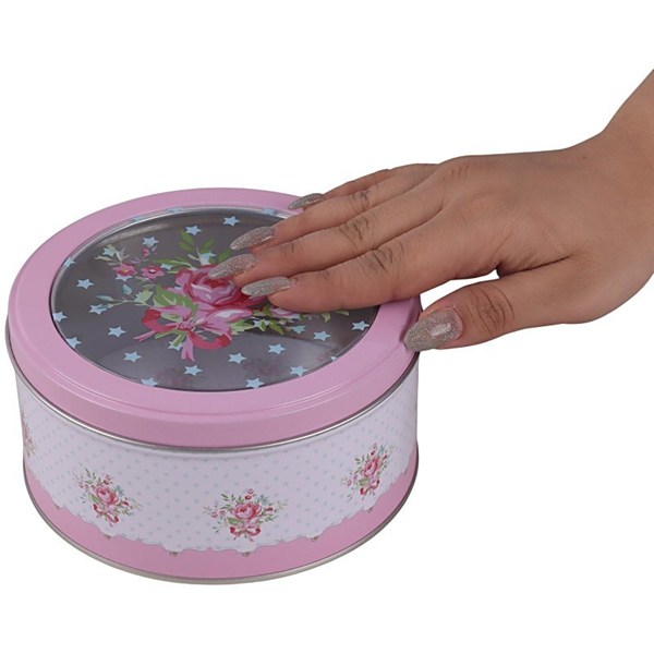 جعبه هدیه فلزی طرح گرد درب طلقی کد M13