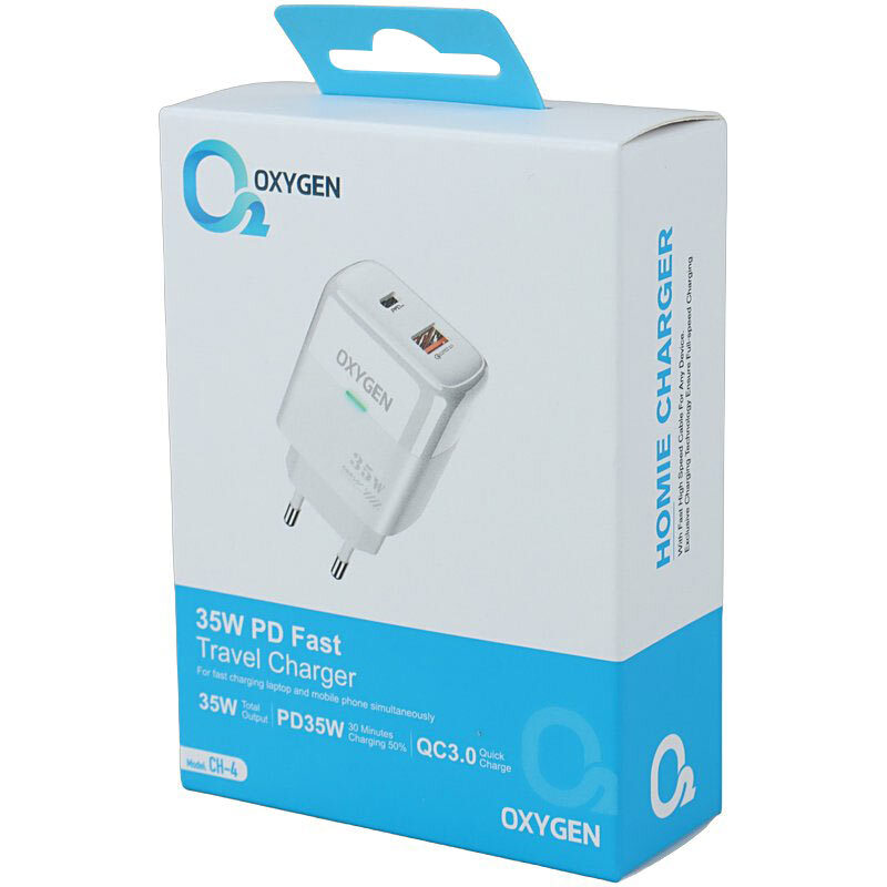 شارژر دیواری 35 وات اکسیژن CH-4 QC3.0 PD 3A