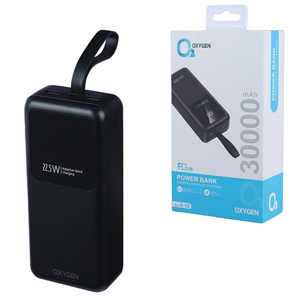 پاور بانک فست شارژ اکسیژن OX-120 PD 22.5W ظرفیت 30000 میلی آمپر ساعت