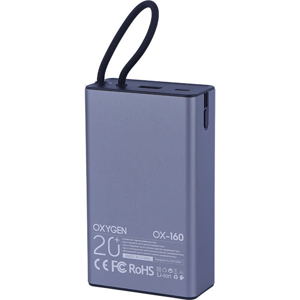 پاور بانک فست شارژ اکسیژن OX-160 PD 22.5W ظرفیت 20000 میلی آمپر ساعت