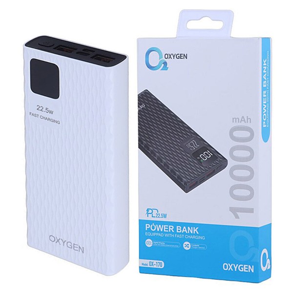 پاور بانک فست شارژ اکسیژن OX-170 PD 22.5W ظرفیت 10000 میلی آمپر ساعت