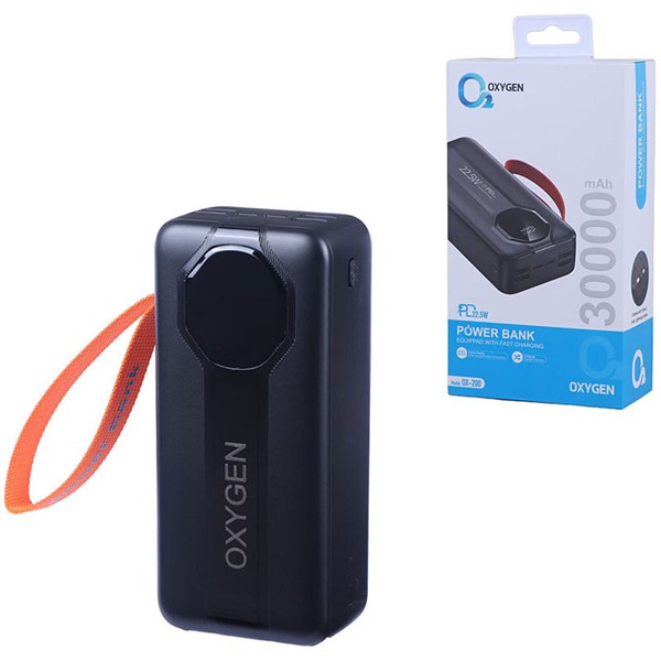پاور بانک فست شارژ اکسیژن OX-200 PD 22.5W ظرفیت 30000 میلی آمپر ساعت