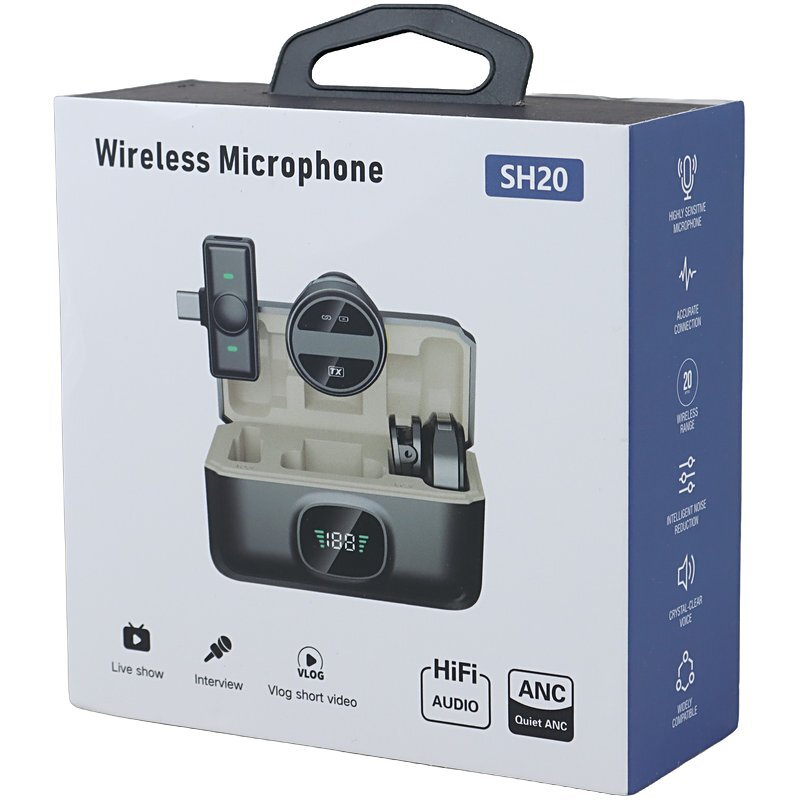 میکروفون یقه ای بی سیم دوتایی SH20 Type-C