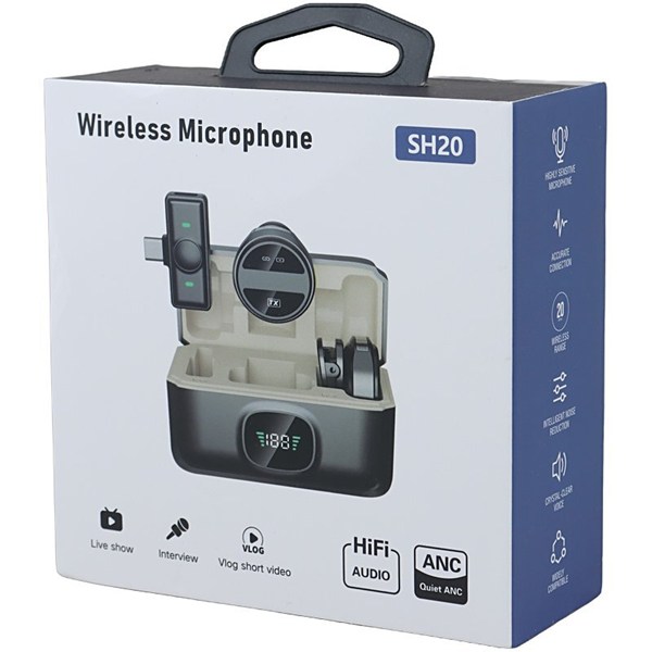میکروفون یقه ای بی سیم دوتایی SH20 Type-C