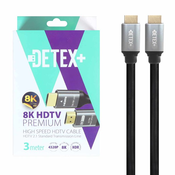 کابل 3 متری DETEX+ HDMI 8K - مشکی