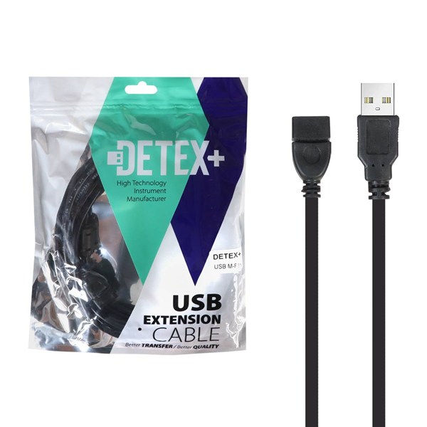 کابل افزایش طول 5 متری DETEX+ USB - مشکی