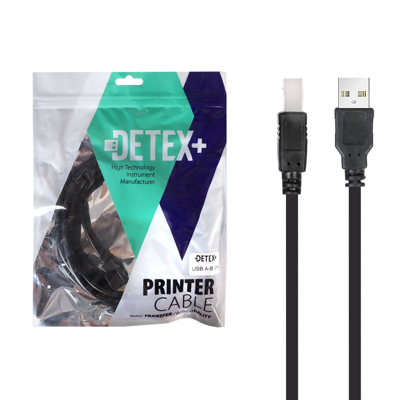 کابل پرینتر 3 متری +DETEX - مشکی