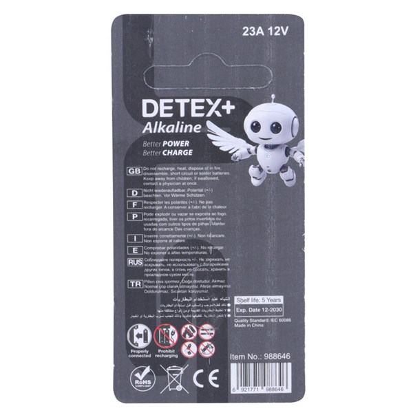 باتری ریموت کنترل Detex+ Alkaline 12V 23A