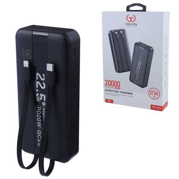 پاور بانک فست شارژ یوشیتا YP-021 QC3.0 PD 22.5W ظرفیت 20000 میلی آمپر ساعت
