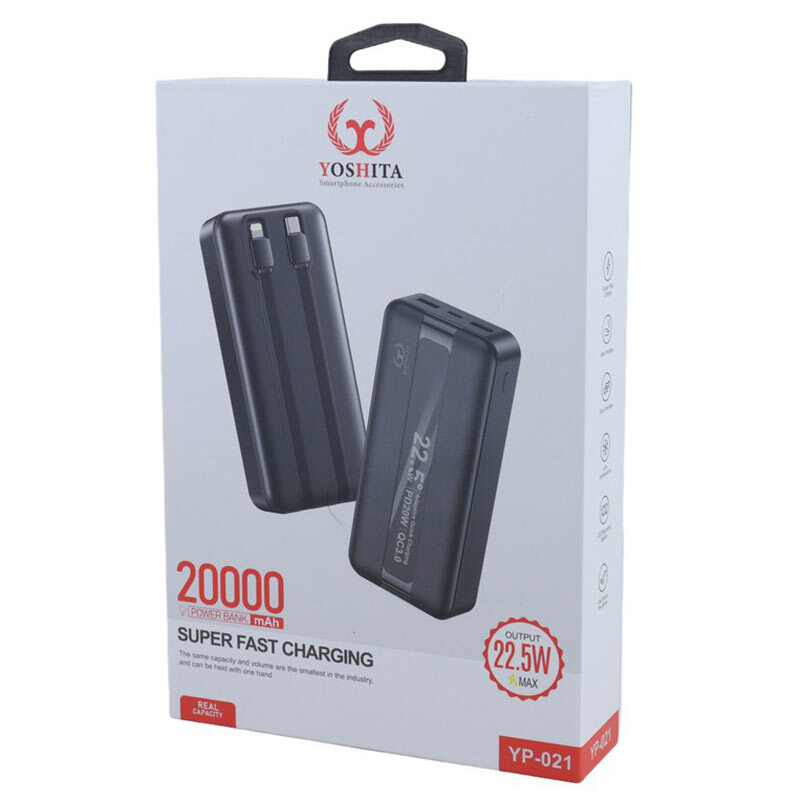 پاور بانک فست شارژ یوشیتا YP-021 QC3.0 PD 22.5W ظرفیت 20000 میلی آمپر ساعت