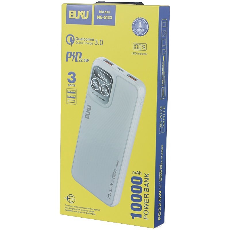 پاور بانک فست شارژ بوکو MG-G123 QC3.0 PD 22.5W ظرفیت 10000 میلی آمپر ساعت