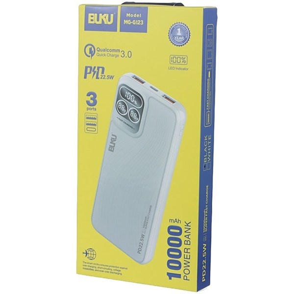 پاور بانک فست شارژ بوکو MG-G123 QC3.0 PD 22.5W ظرفیت 10000 میلی آمپر ساعت