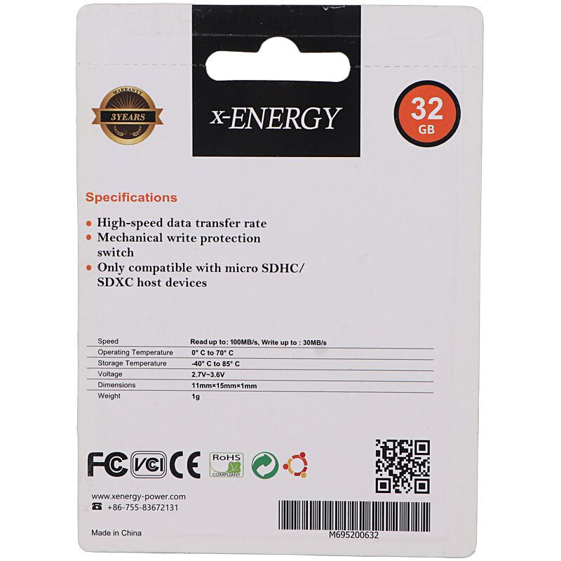 رم میکرو 32 گیگ ایکس انرژی X-Energy 533X U1 C10 100MB/s