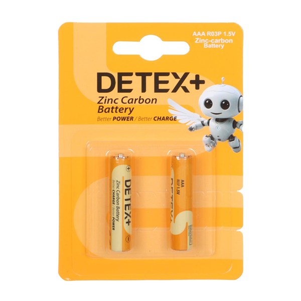 باتری نیم قلم Detex+ - AAA مدل Zinc Carbon R03P (بسته 2 عددی)