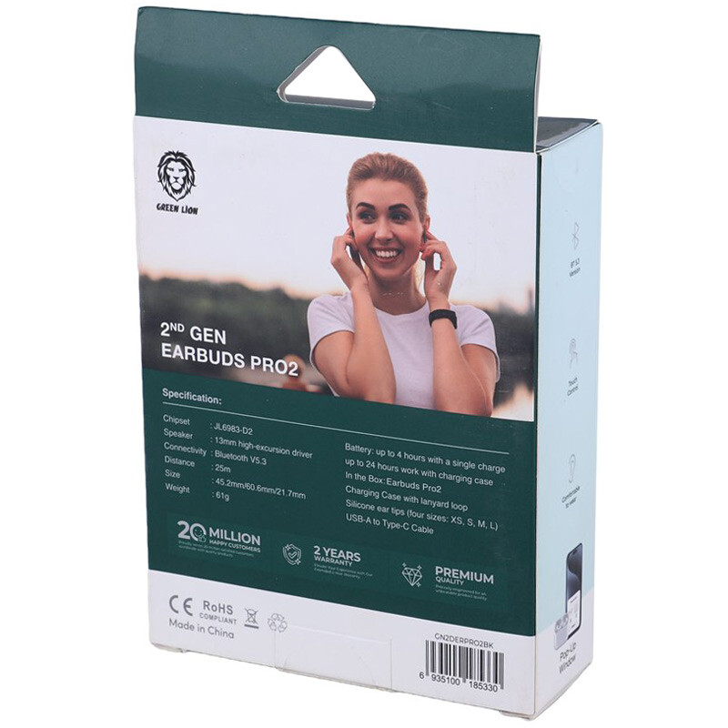 هندزفری بلوتوثی گرین لاین D2 EARBUDS PRO 2 GN2DERPRO2