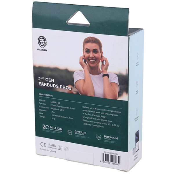 هندزفری بلوتوثی گرین لاین D2 EARBUDS PRO 2 GN2DERPRO2