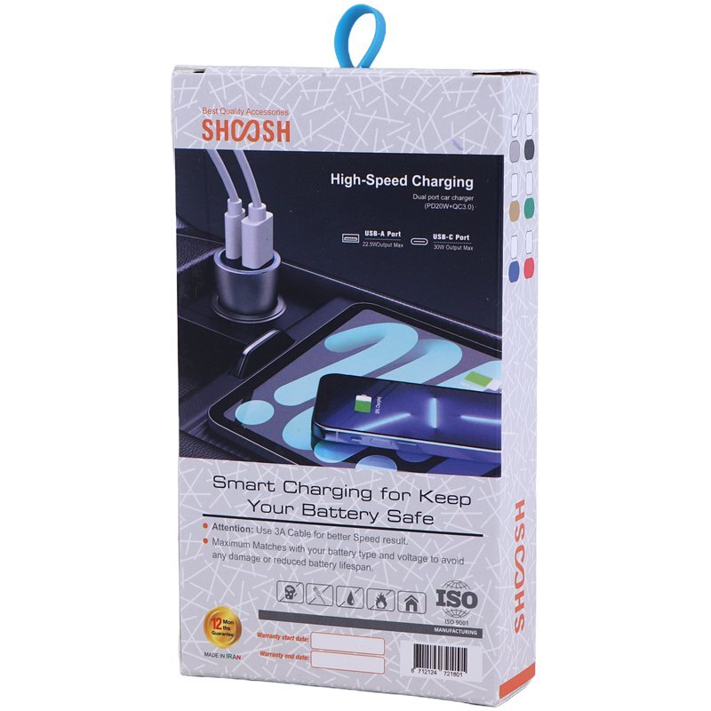 شارژر فندکی 30 وات شوش SH-801