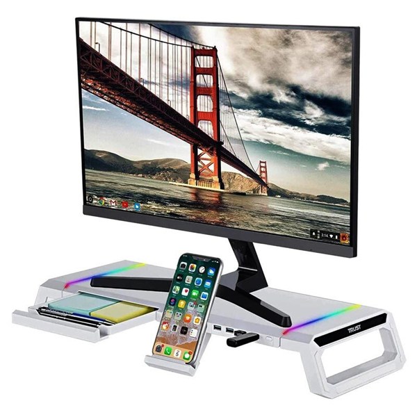 پایه زیر مانیتور و هاب 4 پورت USB تراست TDESK