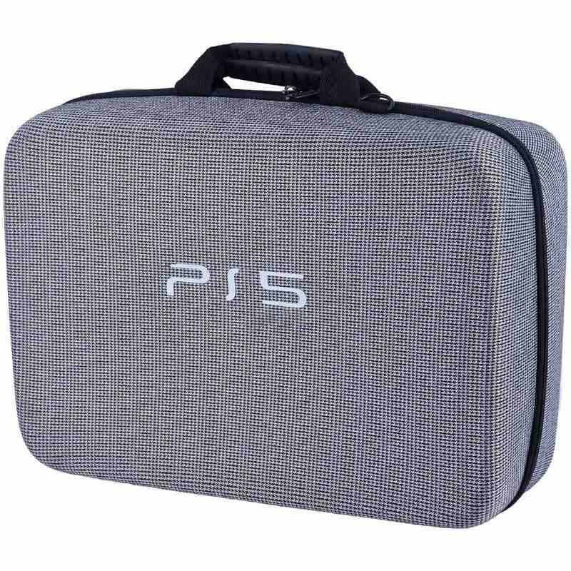 کیف کنسول بازی PS5 Slim طرح طوسی مشکی + نگهدارنده هدست