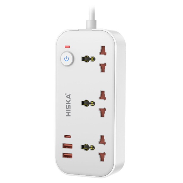 چند راهی 3 خانه هیسکا CH-5511 با کابل 2 متری + شارژر USB و Type-C
