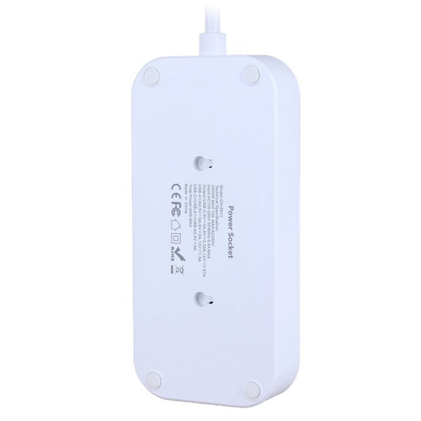 چند راهی 3 خانه هیسکا CH-5511 با کابل 2 متری + شارژر USB و Type-C