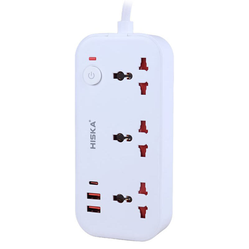 چند راهی 3 خانه هیسکا CH-5511 با کابل 2 متری + شارژر USB و Type-C