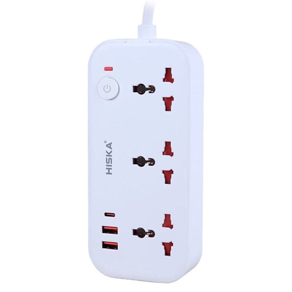 چند راهی 3 خانه هیسکا CH-5511 با کابل 2 متری + شارژر USB و Type-C