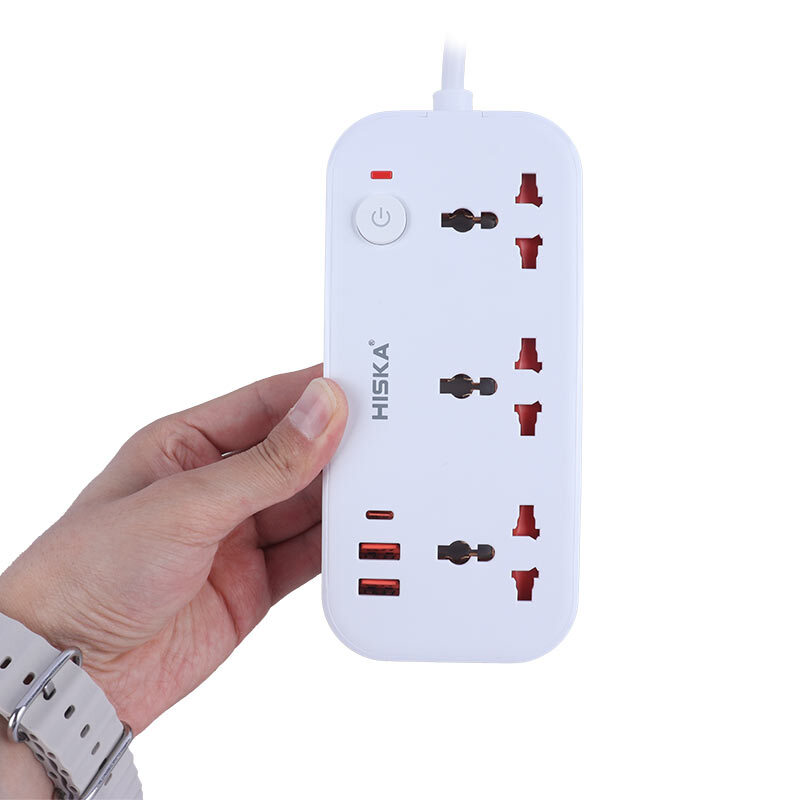 چند راهی 3 خانه هیسکا CH-5511 با کابل 2 متری + شارژر USB و Type-C