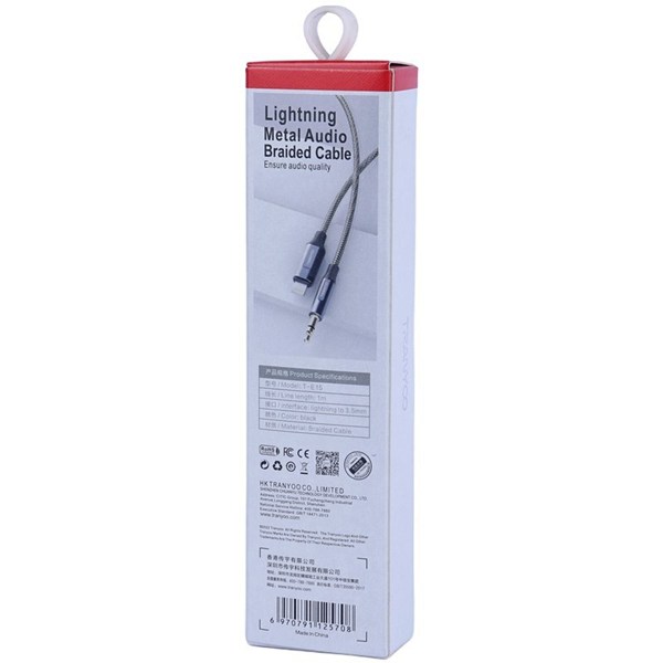 کابل تبدیل Lightning به AUX ترانیو T-E15 طول 1 متر