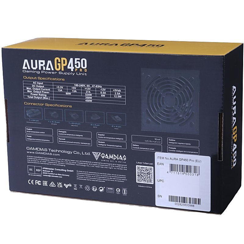 پاور 450 وات گیم دیاس Gamdias Aura GP450 Pro White