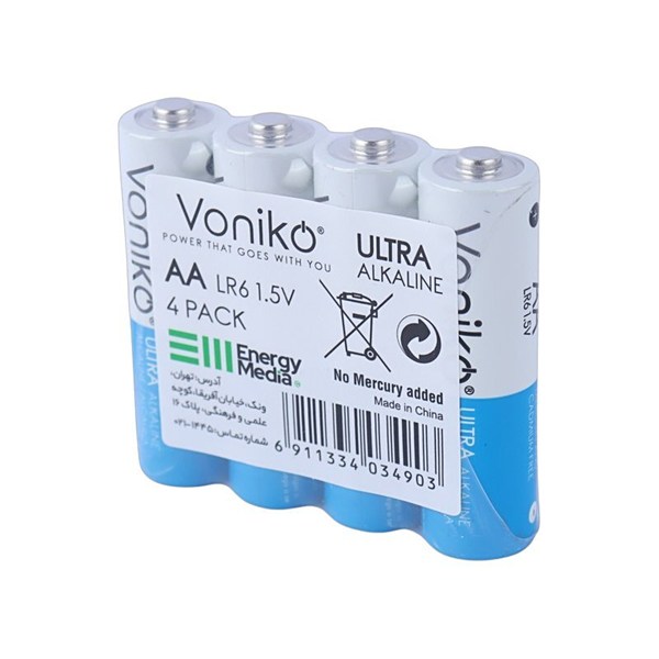 باتری چهارتایی قلمی ونیکو Ultra Alkaline LR6 شرینک