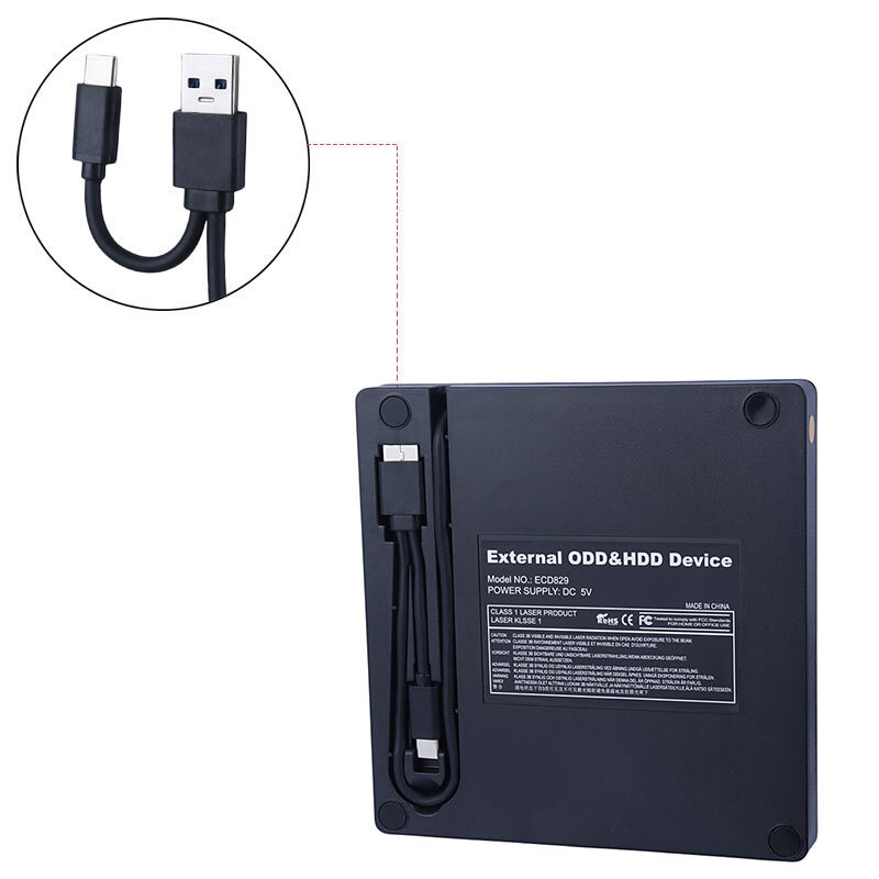 DVD رایتر اکسترنال اولترا تین Ultra Thin ECD829 Type-C / USB3.0 کد 1