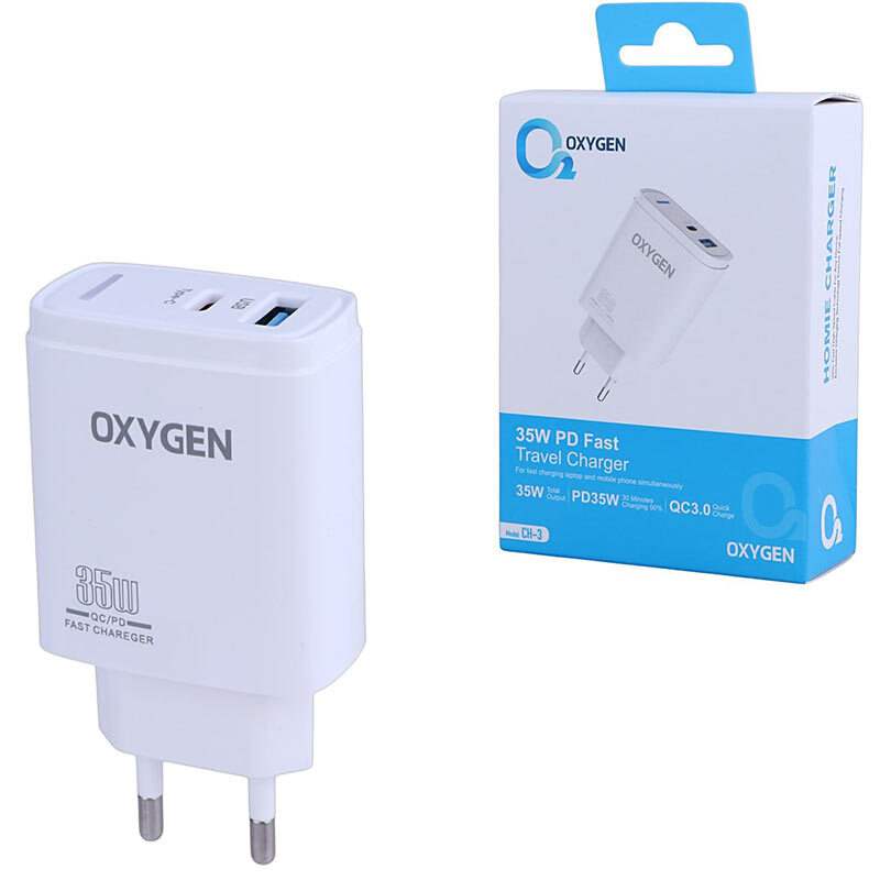 شارژر دیواری 35 وات اکسیژن CH-3 QC3.0 PD 3.5A