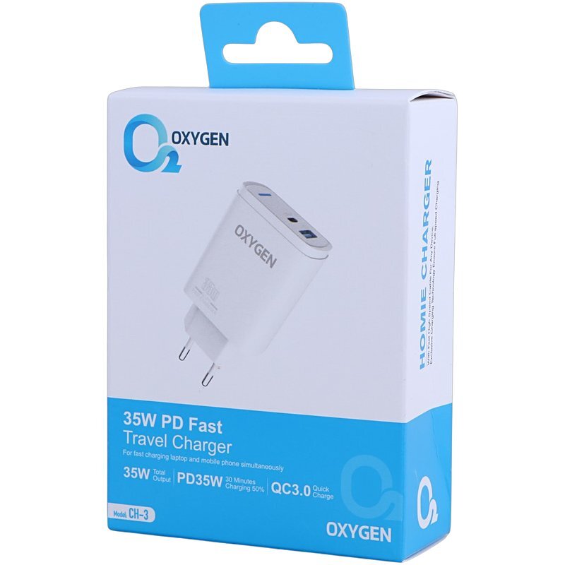 شارژر دیواری 35 وات اکسیژن CH-3 QC3.0 PD 3.5A