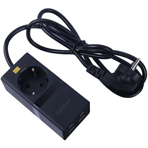 چند راهی 1 خانه ارت دار ارلدام ES-SC21 با کابل 1.5 متری + شارژر USB و Type-C