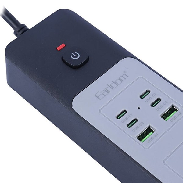 چند راهی 4 خانه ارلدام ES-SC27 با کابل 2 متری + شارژر USB و Type-C