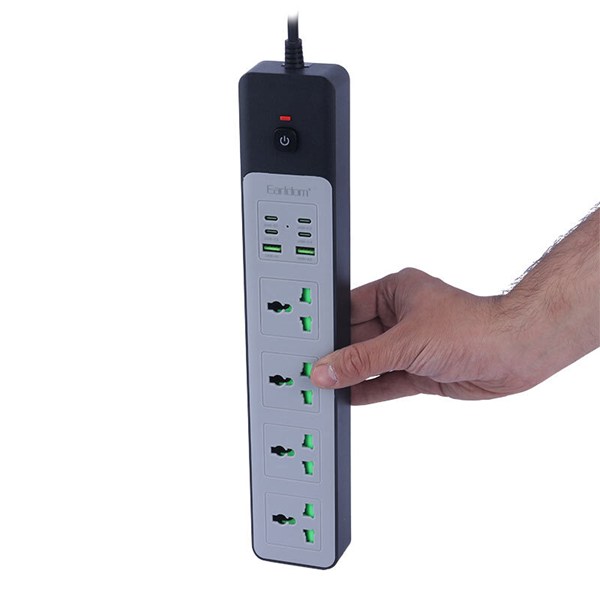 چند راهی 4 خانه ارلدام ES-SC27 با کابل 2 متری + شارژر USB و Type-C
