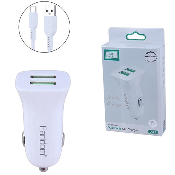شارژر فندکی 12 وات ارلدام ES-CC22 + کابل تایپ سی