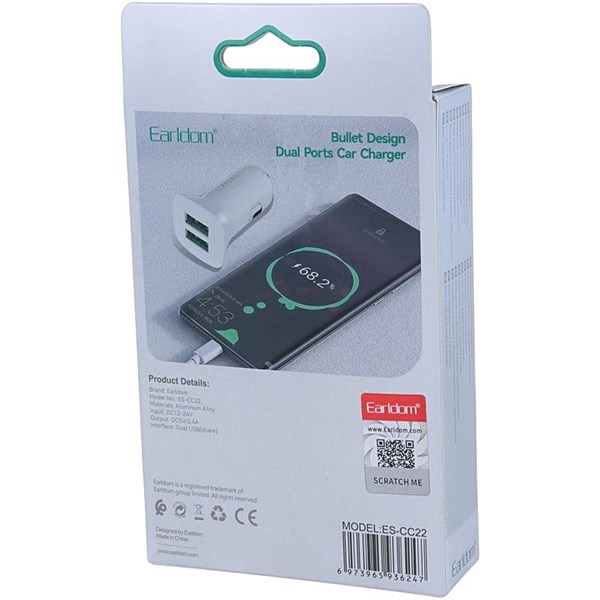 شارژر فندکی 12 وات ارلدام ES-CC22 + کابل تایپ سی