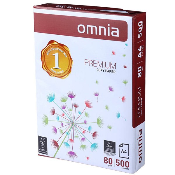 کاغذ A4 اومنیا 80 گرم بسته 500 عددی