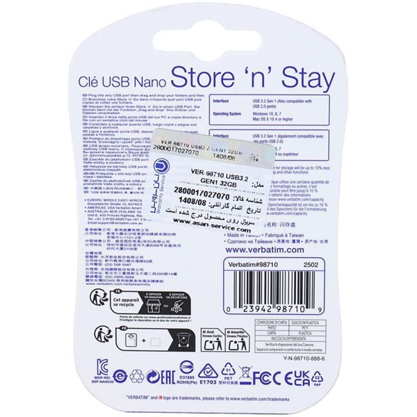 فلش 32 گیگ ورباتیم Verbatim Store N Stay Nano USB 3.2