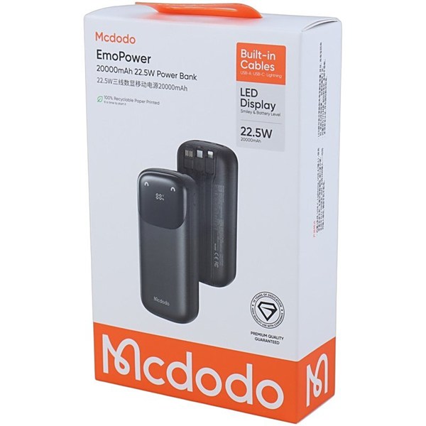 پاور بانک فست شارژ مک دودو EmoPower MC-853 QC PD 22.5W ظرفیت 20000 میلی آمپر ساعت