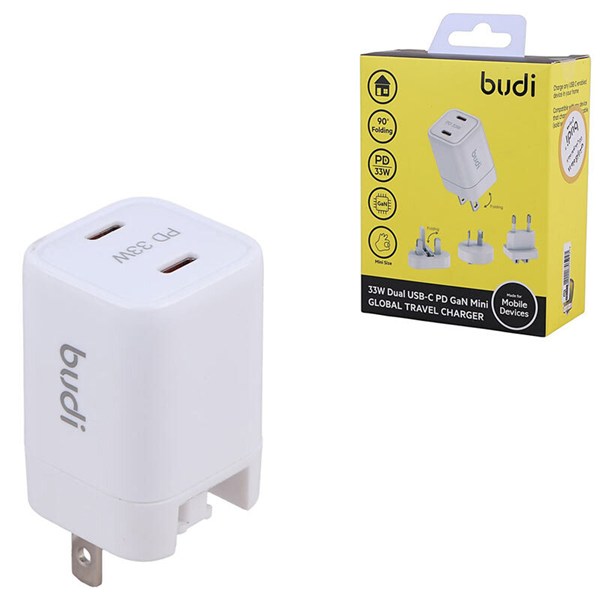 شارژر دیواری 33 وات بودی AC016RS GaN PD 3A + تبدیل برق