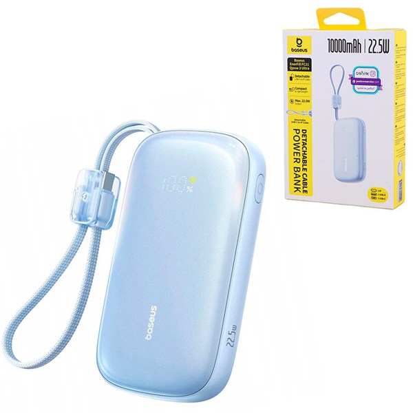 پاور بانک فست شارژ باسئوس EnerFill FC21 Qpow 3 Ultra E0027L PD 22.5W ظرفیت 10000 میلی آمپر ساعت