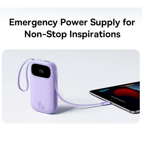 پاور بانک فست شارژ باسئوس QPow 3 P10082102 PD 45W ظرفیت 10000 میلی آمپر ساعت