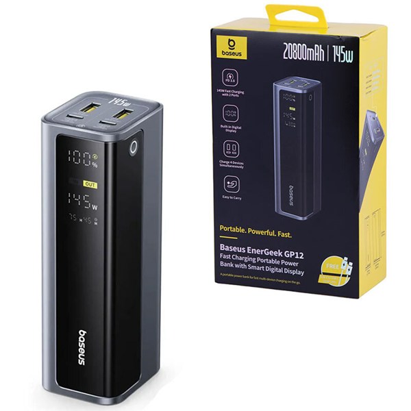 پاور بانک فست شارژ باسئوس EnerGeek GP12 PPAP-20E5 P10082109813 PD 100W ظرفیت 20800 میلی آمپر ساعت
