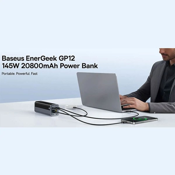 پاور بانک فست شارژ باسئوس EnerGeek GP12 PPAP-20E5 P10082109813 PD 100W ظرفیت 20800 میلی آمپر ساعت