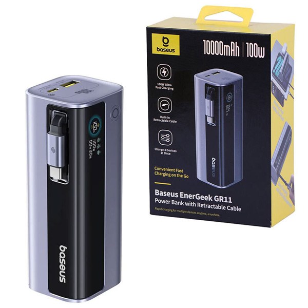 پاور بانک فست شارژ باسئوس EnerGeek GR11 PPCJB-10A0 E0027A01 PD 100W ظرفیت 10000 میلی آمپر ساعت