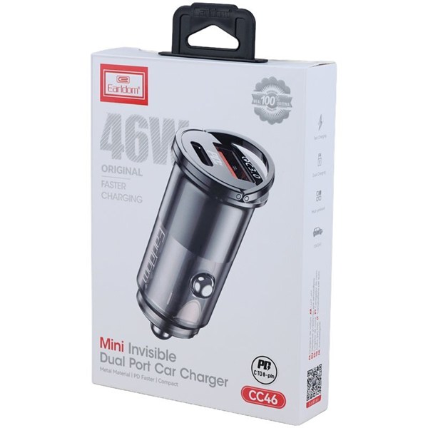 شارژر فندکی 36 وات ارلدام ES-CC46 + کابل تبدیل آیفونی