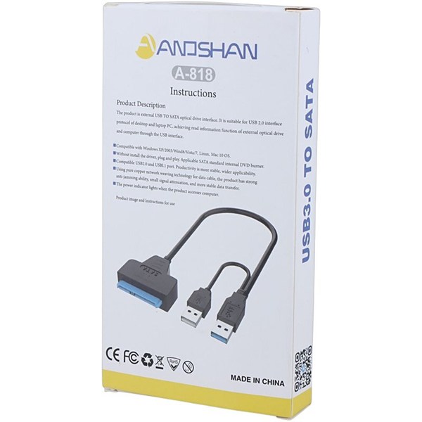 تبدیل سیم وصل Anoshan A-818 USB3.0 To SATA